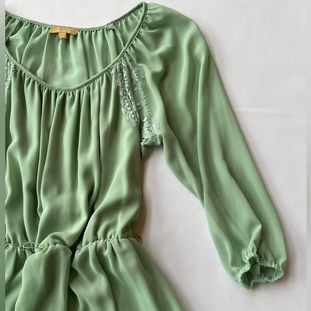 Takara Sage Green Belted Mini Dress